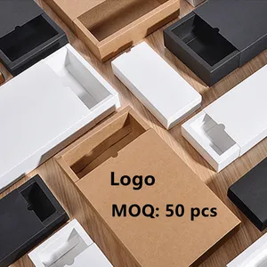 Custom Logo Opvouwbare Wit/Zwart Karton Kraft Papier Lade Box Voor Gift Verpakking
