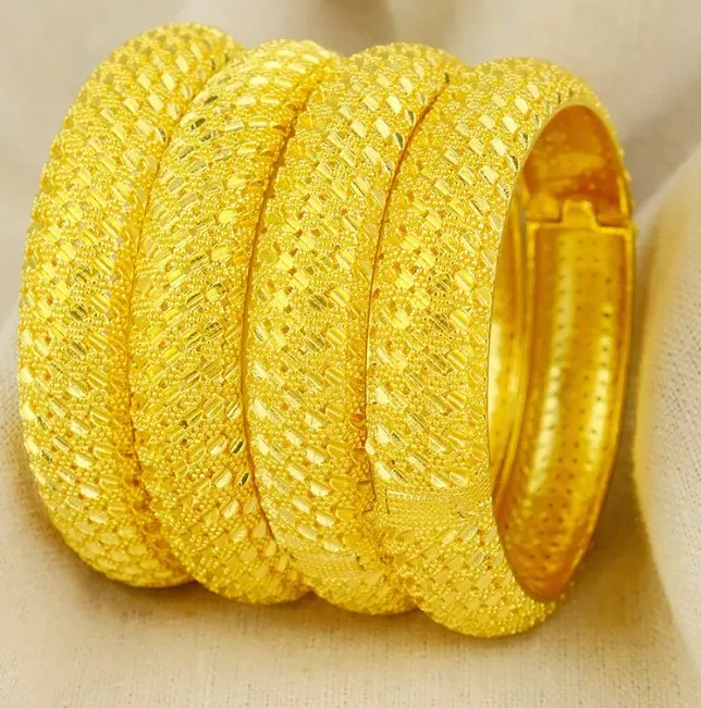 Ân Sủng phong cách Bangles tùy chỉnh 24K mạ Vàng Ấn Độ Bangles trang sức phụ nữ