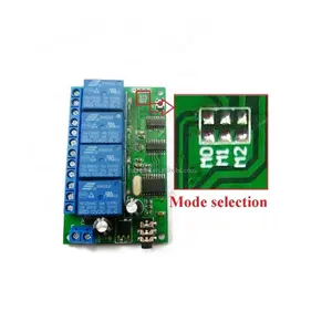 AD22B04 4通道继电器MT8870 DTMF音调信号解码器遥控继电器模式12V DC，适用于带3.5毫米电缆的PLC智能家居