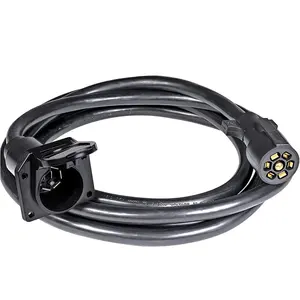 J390 7 Way Waterproof Trailer Extension Cord 8FT Wire 7 Pin Connector Plug for RV Blade Socket Connects Lights from Trailer