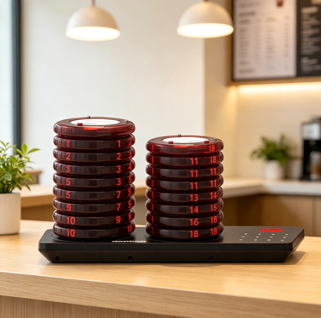 Wireless Restaurant Hospital Coaster Pager System Food Pickup Calling Buzzer 433MHz 300m Wireless Range for Cafe Food Court