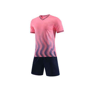 Seragam Sepak Bola Klub Jersey Modern Warna <span class=keywords><strong>Pink</strong></span> Dapat Disesuaikan Sublimasi Pewarna Rajutan Putih Biru Pakaian Sepak Bola Murah - Product Image 1