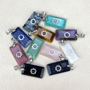 จี้หินธรรมชาติทรงสี่เหลี่ยม แบรนด์คริสตัลสแควร์ ดีไซน์รูปพระ<span class=keywords><strong>อาทิตย์</strong></span> ประดับด้วยอเมทิสต์และอะเมโซไนต์ เครื่องประดับแฟชั่น - Product Image 4