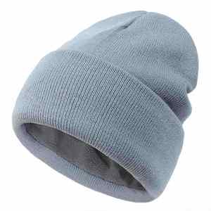 Wholesale in Stock Custom Beanie Women Solid Color Plain <b>Winter</b> <b>Hats</b> Warm Fleece Lined Knitted Acrylic Cuffed Beanies - Product Image 6