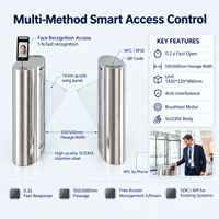 Barrière rétractable en acier inoxydable avec lecteur NFC RFID, faible bruit, tourniquet bidirectionnel pour gare, zone gouvernementale, zone touristique