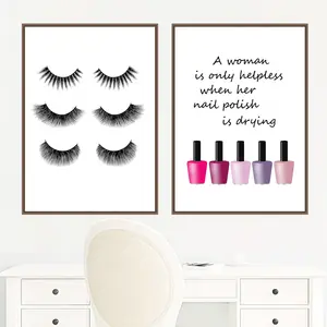 Mode Wimpern Nagellack Nordic Poster und Drucke Wand kunst Leinwand Malerei Schwarz Weiß Wandbilder für Wohnzimmer Dekor