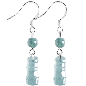 Pendientes de Plata Genuina Natural Grado A con Rayas de Bambú Azul Agua, Entrelazados, de Alta Calidad, Tipo Hielo, Regalo para Niños - Product Image 5