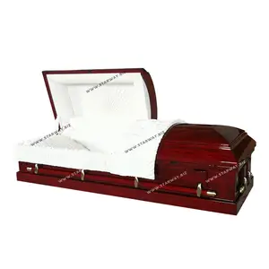 8503热卖美式棺材葬礼用品批发最优惠价格实木棺材用泡桐木制成