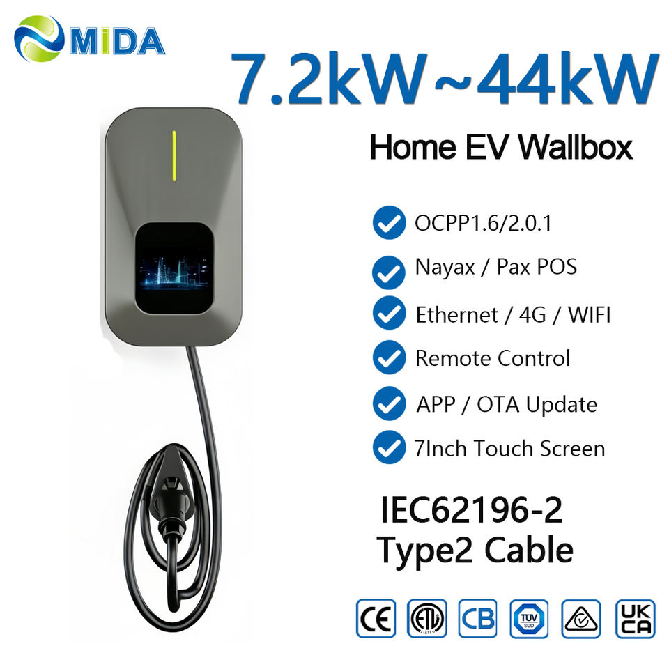 7.4kW 11.5kW 22kW Smart AC EV Charger Wallbox Type2 EVSE Wall Mount ...