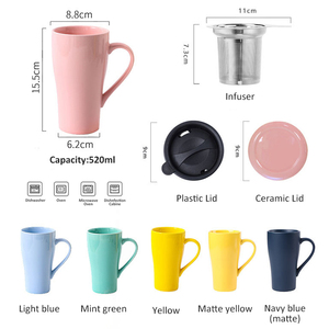 Grande tasse à thé en céramique personnalisée de 17oz avec logo Tasse à thé <span class=keywords><strong>infuseur</strong></span> Cadeaux de Noël Tasse à thé en porcelaine avec <span class=keywords><strong>infuseur</strong></span> et couvercle - Product Image 2