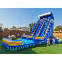 Grand toboggan aquatique gonflable tropical bleu stimulant, toboggan aquatique gonflable en PVC irisé pour les stations balnéaires