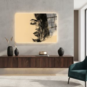 Arte Abstracto de Mujer sobre Lienzo: Decoración Moderna para Pared con Retrato, ARTE EN VIDRIO TEMPLADO - Product Image 3