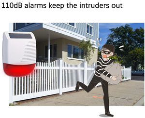 Kablosuz Alarm sireni açık güneş enerjili 110dB ses ışık Siren 433MHz ev güvenlik hırsız alarmı sistemleri sinyal dedektörü - Product Image 3