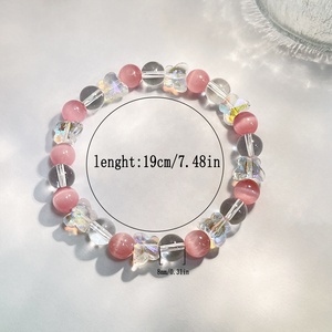 8Mm Dễ Thương Màu Hồng Mèo Của Mắt Đá Trang Sức Vòng Đeo Tay Pha Lê Lấp Lánh Bướm Vòng Đeo Tay Cho Phụ Nữ - Product Image 6