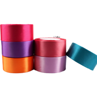 Ruban en satin de polyester de 4 cm de large, coloré, pour gâteaux, roses faites à la main, bouquets de fleurs DIY, emballage d'anniversaire tissé