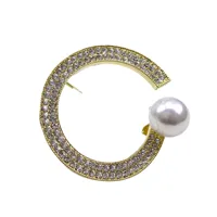 Nouvelle broche minimaliste en alliage, ornée de strass et de perles, pour femmes et enfants, fleur de poitrine transfrontalière haut de gamme pour mariage