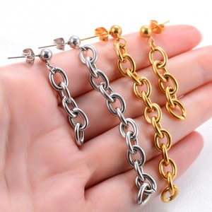 Boucles d'oreilles pendantes longues en acier inoxydable style punk cool pour femme, couleur or, avec pendentif, accessoires de bijoux pour piercing d'oreille - Product Image 3