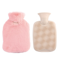 Bouteille d'eau chaude de haute qualité en gros 1000 ml/2000 ml avec housse en peluche douce LOGO personnalisé Sac d'eau chaude