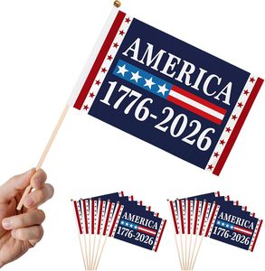 Drapeaux à main patriotiques américains pour la célébration du 250e anniversaire, sur bâtonnets, pour les événements et les décorations de fête - Product Image 1