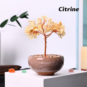 Best-Seller Alta Qualidade Natural Crystal Stone Cura Crystal Chips Árvore Com Cerâmica Bowl Base para Decoração - Product Image 4