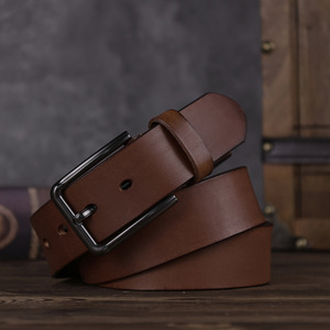WIZNEERK Sabuk Kulit Asli Pria Vintage Distressed, Sabuk Pinggang Kulit Full Grain Tekstur Alami yang Kokoh untuk Celana Jeans - Product Image 2
