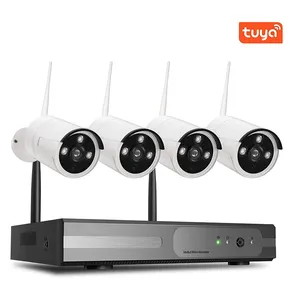 cctv 4 kênh âm thanh Suppliers-4 Kênh H.265 NVR POE TUYA HD 1080P CCTV IP Máy Ảnh Bộ Dụng Cụ 4 CH Home Video Giám Sát Máy Ảnh Hệ Thống
