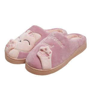 Vente en gros de pantoufles douces et mignonnes en coton pour l'hiver, pour femmes et hommes, pour la maison, chaudes, antidérapantes, respirantes et légères - Product Image 4