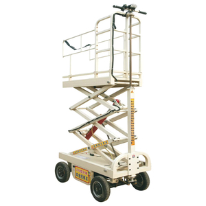 עגלת הרמה הידראולית מגולוונת מפלדה לבנה עם פלטפורמת הליכה, לרכב תחזוקה, תצפית וניקיון לולים חשמליים 220V - Product Image 1