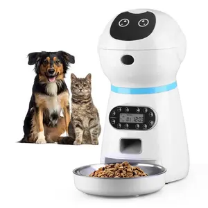 Personalizzato all'ingrosso 3.5L smart pet Feeding Machine registratore vocale dual power automatic cat dog feeder con ciotola in acciaio inossidabile