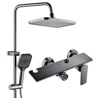 Robinet de douche mural en laiton chromé poli avec valve céramique, fonction pluie, pour usage hôtelier (eau chaude et froide)