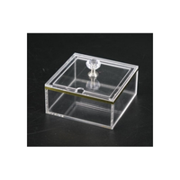 Boîte en acrylique transparent avec bord doré Mini boîte de support de dessert de bonbons Conteneur de stockage de décoration de maison de poupée transparent