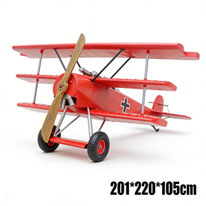 Modèle d'<span class=keywords><strong>avion</strong></span> <span class=keywords><strong>biplan</strong></span> en métal imitation antique fait à la main, hélice de chasseur, décoration de la maison et cadeau pour enfant - Product Image 1