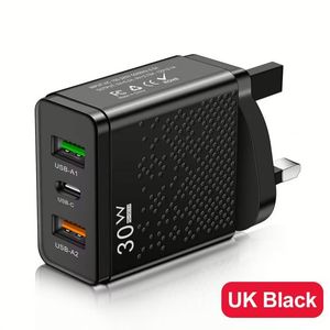 อะแดปเตอร์ชาร์จโทรศัพท์มือถือ 30W 2USB PD Type-C USB C 3 พอร์ต หัวปลั๊ก US EU UK 5V/2.4A ชาร์จไฟแบบติดผนัง - Product Image 2
