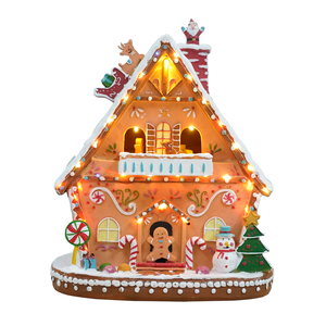 Nouveauté : Maison de Noël LED de 8 pouces avec mouvements et 8 chansons, utilisation intérieure, en polyrésine, décoration 2026 - Product Image 1