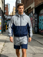 Nouvel ensemble survêtement YTS personnalisé coupe oversize pour homme : veste coupe-vent et pantalon de jogging en nylon, style streetwear
