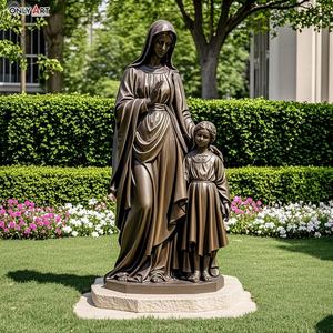 Décor extérieur chrétien Bronze coulé grande vierge marie mère Saint <span class=keywords><strong>Anne</strong></span> Sculpture tenant Bible taille réelle <span class=keywords><strong>St</strong></span> <span class=keywords><strong>Anne</strong></span> <span class=keywords><strong>Statue</strong></span> en laiton - Product Image 3