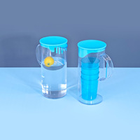 Joyofancy – Ensemble de carafes à eau froide personnalisées en plastique grande capacité avec poignée, transparentes, imprimées, en PS de qualité alimentaire pour la maison