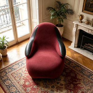 Fauteuil de salon <span class=keywords><strong>Squash</strong></span> de designer italien en velours rouge, fauteuil d'appoint incurvé irrégulier, fauteuil de détente pour salon, hôtel, villa - Product Image 2