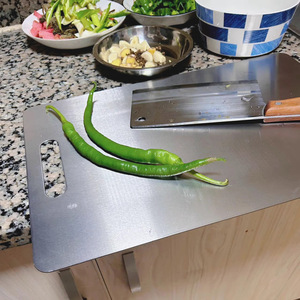 Planche à pétrir et à rouler en acier inoxydable double face, utilisation domestique, trou de suspension, planche à découper, fabricant en gros, ustensiles - Product Image 3