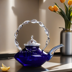 带手柄的玻璃茶壶700毫升高硼硅豪华耐热多色高级饮茶咖啡 - Product Image 2