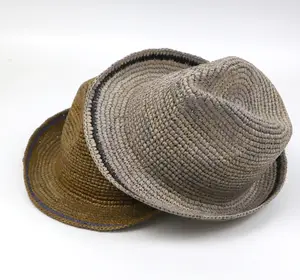 Летняя модная Натуральная травяная соломенная вязаная шапка на заказ пляжная шляпа для унисекс с 2,5 рядами