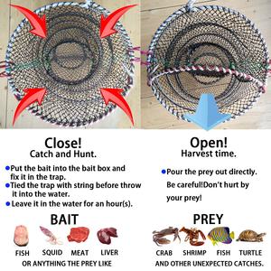 Piège à crabes, filet de pêche, cage à homards et crevettes, pièges à appâts, cage de pêche portable pliable, cage à crabes à ressort - Product Image 4