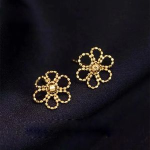 Pendientes de Oro Real de 18K con Forma de Girasol y Flor de Ciruelo Xinfly Au750 para Mujer, Joyería al por Mayor para Regalos - Product Image 5