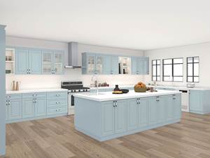 European Style Modern Modular Kitchen Cabinet Set RTA Smart Design Marble Laminate Countertop <b>Hinge</b> Sink Includes Faucet - Product Image 3