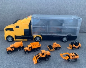 FiveS tar Alloy Yellow <span class=keywords><strong>Big</strong></span> Kunststoff anhänger Transport Container Engineering Fahrzeug Schiebe wagen Druckguss Spielzeug Set für Kinder - Product Image 2