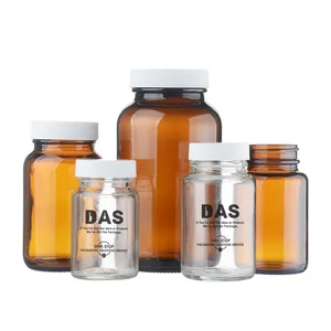 250ml 500ml Weithals Amber Pharma ceutical Medical Kapsel pille Glasflasche 100ml 150ml 200ml mit Kunststoff deckeln für Kapseln