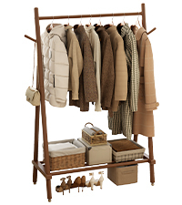 Wholesale Rolling Solid Wood Non-Folding OEM ODM Custom Logo Storage <b>Shelves</b> Mobile <b>Clothes</b> Organizer Storage - Product Image 2