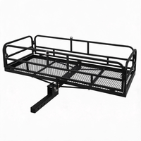 Porte-bagages de remorque pliable rapide avec garde-corps et panneau latéral ouvert en acier, capacité 500 LBS, compatible avec récepteur de 2 pouces, pour SUV et camion, gain de place