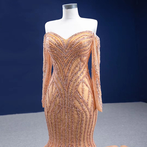 Jancember RSM67242 Vestidos de noche de sirena ajustados con lentejuelas y hombros descubiertos de lujo - Product Image 2