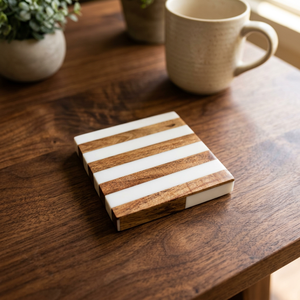 H HANDICRAFT Contemporary Square Wood <b>Desk</b> Mats 2-Piece Set Handmade Eco-Friendly 5mm/10mm Thickness Customized Color Logo Home - Product Image 1